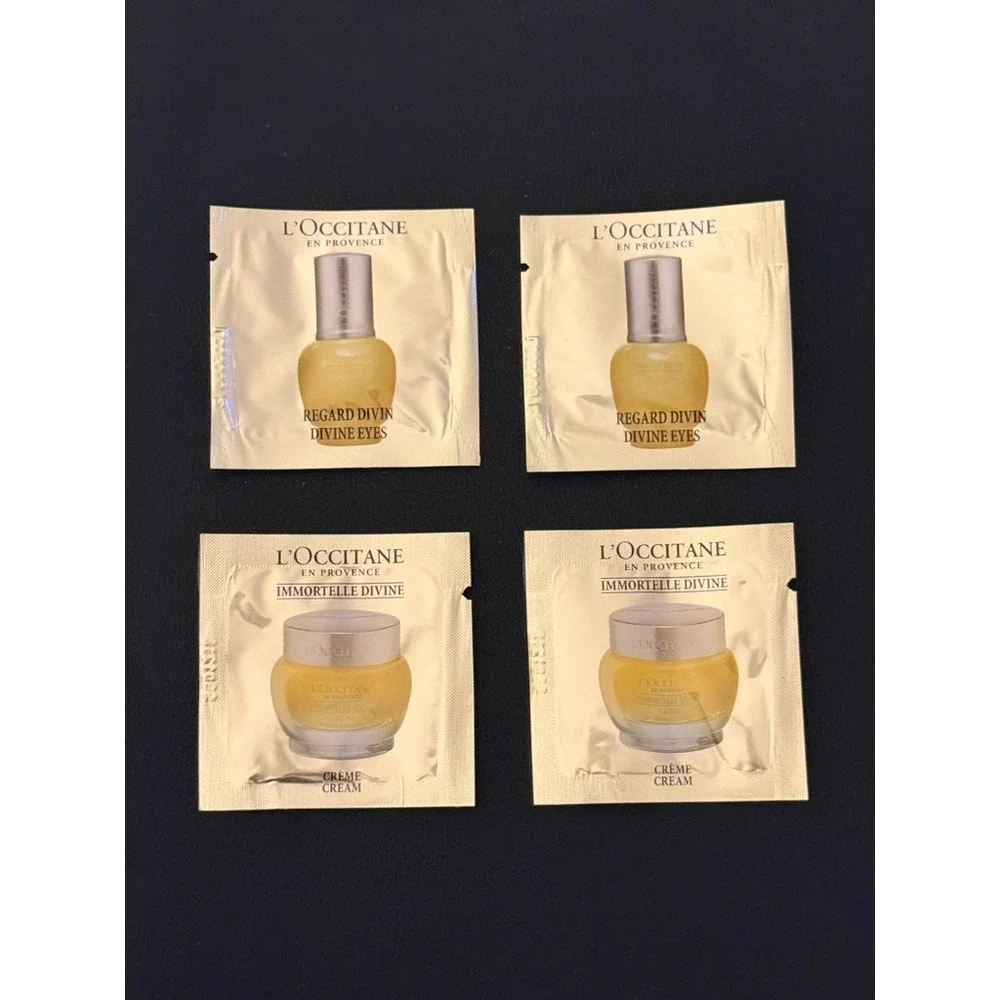 L'Occitane Immortelle Divine Skincare Sample Lot – Eye Cream & Face Cream 4pc